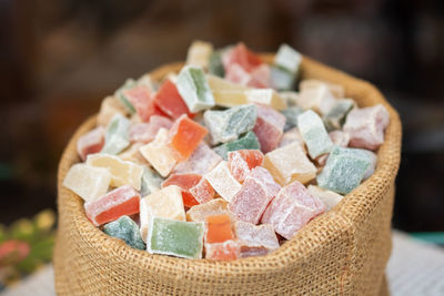 Close-up of chopped vegetables on table