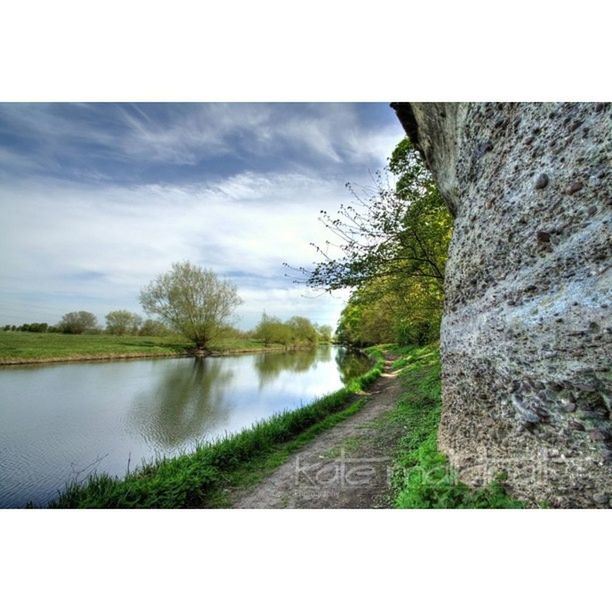 water, transfer print, sky, tree, tranquility, tranquil scene, lake, auto post production filter, reflection, river, nature, scenics, beauty in nature, cloud - sky, the way forward, cloud, day, outdoors, diminishing perspective, no people