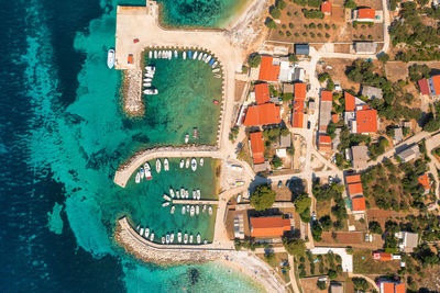 Aerial view of premuda island, the adriatic sea in croatia