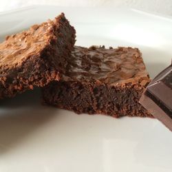 Close-up of chocolate cake in plate