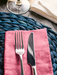 High angle view of food on table