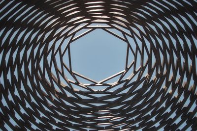 Low angle view of spiral staircase against sky