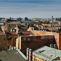 High angle view of cityscape against sky