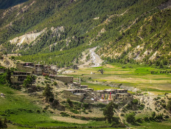 High angle view of rural landscape