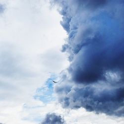 Low angle view of airplane flying in sky