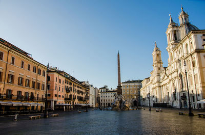 Piazza navona unusually empty in the early morning.