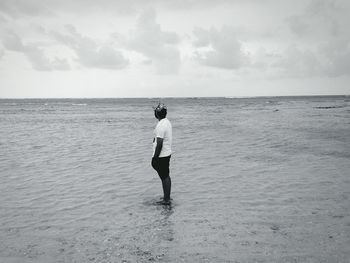 Scenic view of sea against cloudy sky