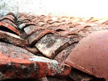 Close-up of old roof tiles