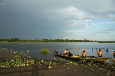 People in lake