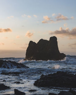 Scenic view of sea against sky during sunset