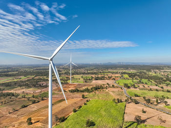 High angle view of agricultural field against sky