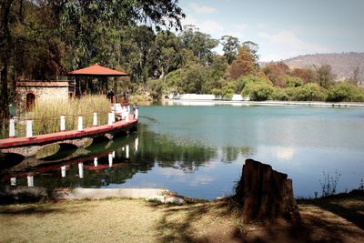 Scenic view of lake against sky