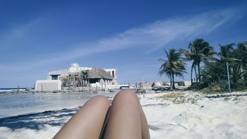 View of sea against blue sky
