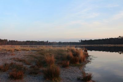 View of lake at sunset