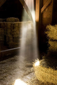 Scenic view of sunbeam in barn