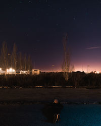 Scenic view of field against sky at night