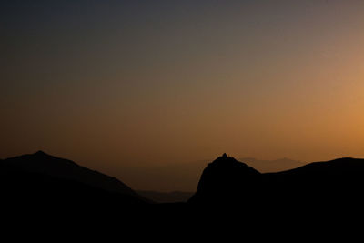 Silhouette mountains against sky during sunset