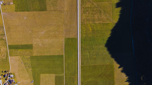 High angle view of soccer field
