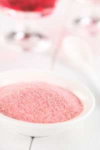 Close-up of pink cake on table