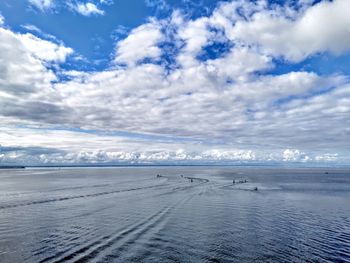 Top view from the yacht pedestrian bridge of saint petersburg on the gulf of finland