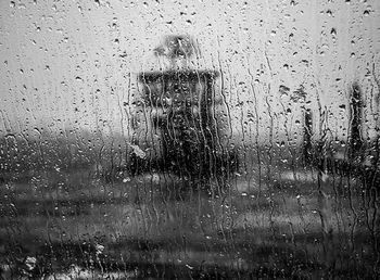 Full frame shot of wet window in rainy season
