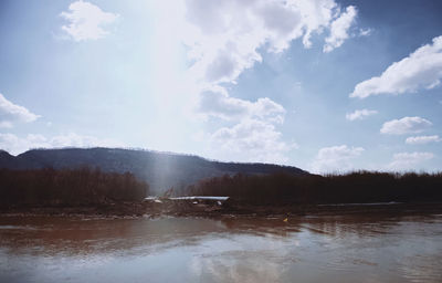 Scenic view of lake against sky