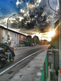Railroad track at sunset