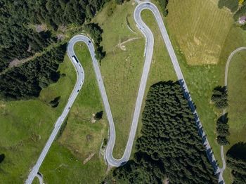 High angle view of winding road