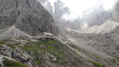 Scenic view of rocky mountains - rifugio vicenza