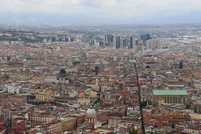 High angle shot of townscape against sky