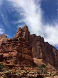 Low angle view of rock formations