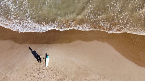 High angle view of people on beach