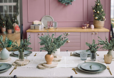 Place setting on table at home