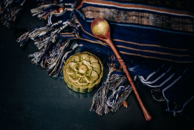 High angle view of fruits on table