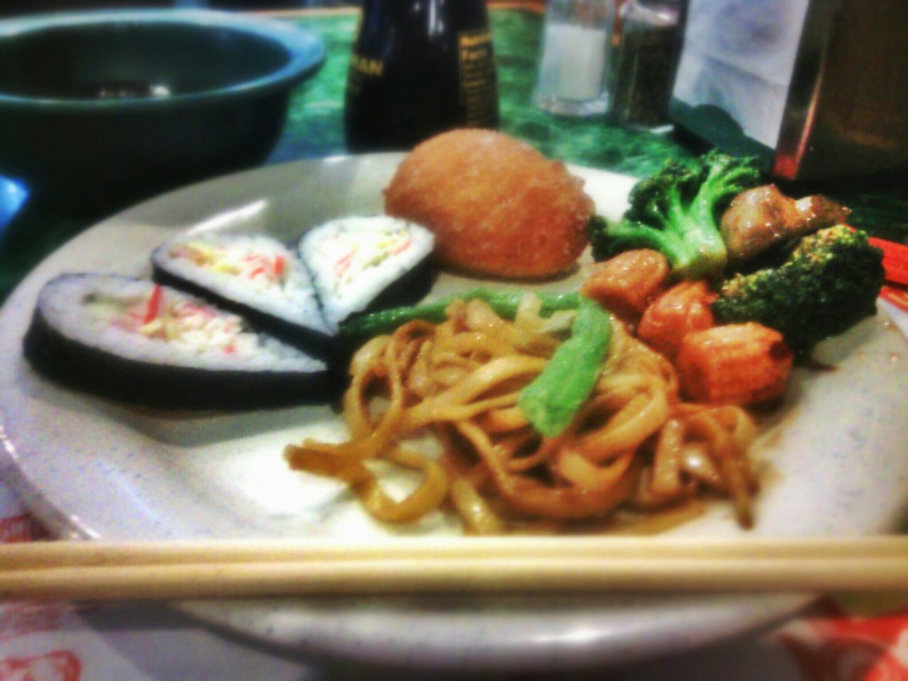 food and drink, indoors, food, freshness, ready-to-eat, plate, close-up, meal, still life, healthy eating, serving size, table, bowl, seafood, meat, indulgence, selective focus, noodles, served, focus on foreground