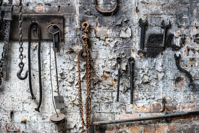 Close-up of old rusty metal door