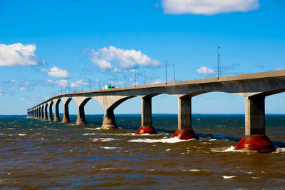 Bridge over sea against sky