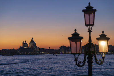 View of city at sunset