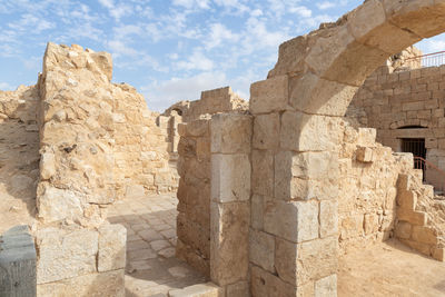 Low angle view of rock formations