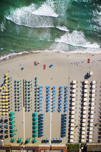 High angle view of people on beach