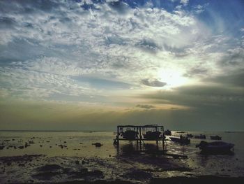 Scenic view of sea at sunset