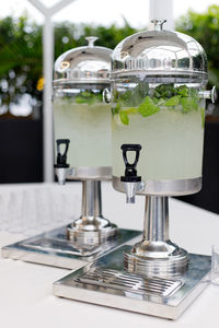 Close-up of wine in glass on table