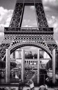 Low angle view of eiffel tower against clear sky