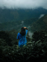 Rear view of a girl on mountain side