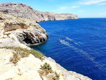 High angle view of sea against sky