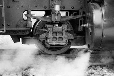 Close-up of train on railroad track