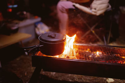 Midsection of man preparing food