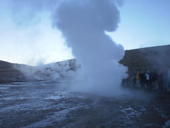 Smoke emitting from geyser