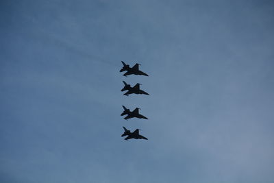 Low angle view of airplane flying in sky