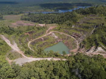 High angle view of trees on landscape